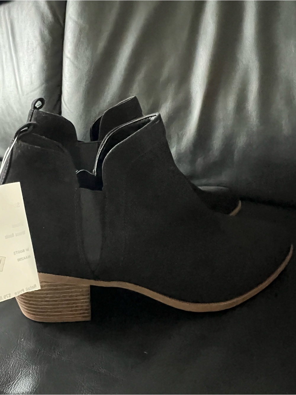 black ankle booties Style Myrrah Women’s Black Suede Cutout Ankle Bootie